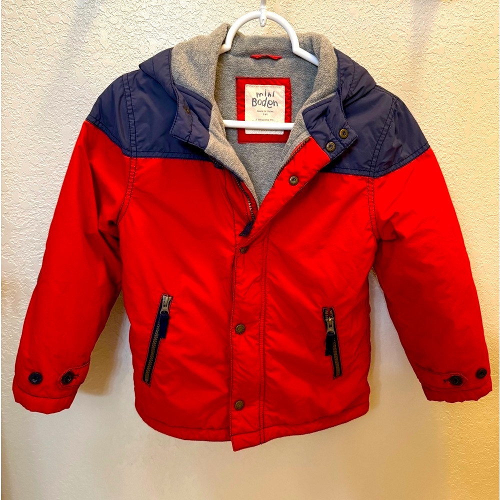 Mini Boden Red and Navy Puffer Jacket